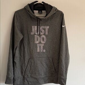 Nike Charcoal Hoodie with Just Do It Graphic